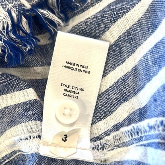 Anthro’s BeachLunchLounge,Striped-linen Frayed-Hem,Button-down Shirt,EUC,size XL - Picture 11 of 14